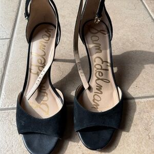 Sam Edelman Black Suede Open-Toe Heels - size 8
